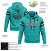 Custom Stitched Aqua Black-White Football Pullover Sweatshirt Hoodie