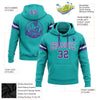 Custom Stitched Aqua Purple-White Football Pullover Sweatshirt Hoodie