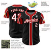 Custom Black White-Red 3 Colors Arm Shapes Authentic Baseball Jersey