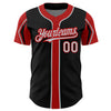 Custom Black Gray-Red 3 Colors Arm Shapes Authentic Baseball Jersey