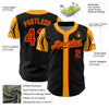 Custom Black Red-Gold 3 Colors Arm Shapes Authentic Baseball Jersey