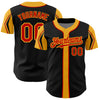 Custom Black Red-Gold 3 Colors Arm Shapes Authentic Baseball Jersey