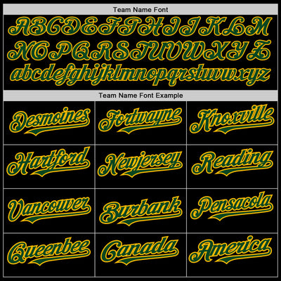 Custom Black Green-Gold 3 Colors Arm Shapes Authentic Baseball Jersey