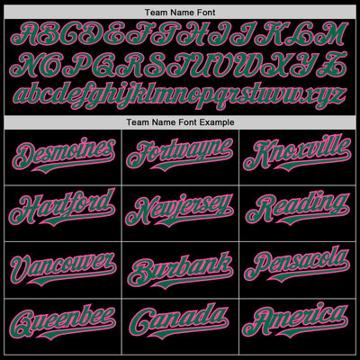 Custom Black Kelly Green-Pink 3 Colors Arm Shapes Authentic Baseball Jersey