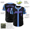 Custom Black Purple-Light Blue 3 Colors Arm Shapes Authentic Baseball Jersey