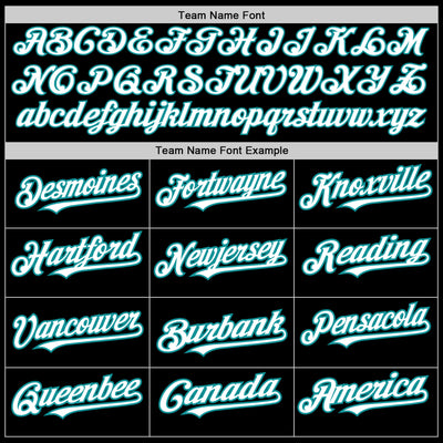 Custom Black White-Teal 3 Colors Arm Shapes Authentic Baseball Jersey