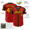 Custom Red Gold-Black 3 Colors Arm Shapes Authentic Baseball Jersey