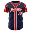 Custom Navy White-Red 3 Colors Arm Shapes Authentic Baseball Jersey