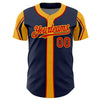 Custom Navy Red-Gold 3 Colors Arm Shapes Authentic Baseball Jersey