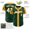 Custom Green White-Gold 3 Colors Arm Shapes Authentic Baseball Jersey