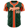 Custom Green White-Orange 3 Colors Arm Shapes Authentic Baseball Jersey