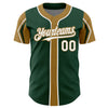 Custom Green White-Old Gold 3 Colors Arm Shapes Authentic Baseball Jersey