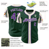 Custom Green Purple-Cream 3 Colors Arm Shapes Authentic Baseball Jersey