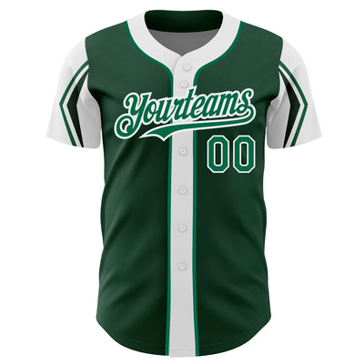 Custom Green Kelly Green-White 3 Colors Arm Shapes Authentic Baseball Jersey