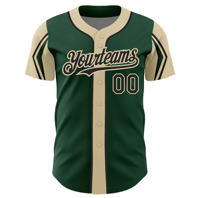 Custom Green Black-City Cream 3 Colors Arm Shapes Authentic Baseball Jersey