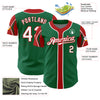 Custom Kelly Green White-Red 3 Colors Arm Shapes Authentic Baseball Jersey