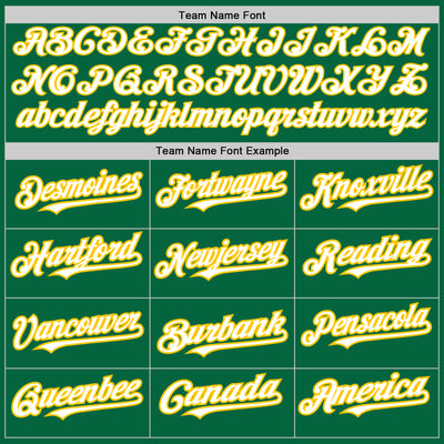 Custom Kelly Green White-Yellow 3 Colors Arm Shapes Authentic Baseball Jersey