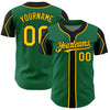 Custom Kelly Green Yellow-Black 3 Colors Arm Shapes Authentic Baseball Jersey