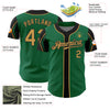 Custom Kelly Green Old Gold-Black 3 Colors Arm Shapes Authentic Baseball Jersey