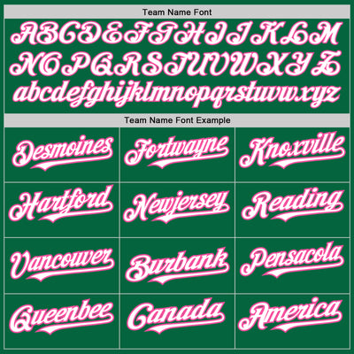 Custom Kelly Green White-Pink 3 Colors Arm Shapes Authentic Baseball Jersey