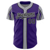 Custom Purple Black-Gray 3 Colors Arm Shapes Authentic Baseball Jersey