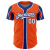 Custom Orange White-Royal 3 Colors Arm Shapes Authentic Baseball Jersey