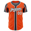 Custom Orange White-Steel Gray 3 Colors Arm Shapes Authentic Baseball Jersey