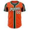 Custom Orange White-Green 3 Colors Arm Shapes Authentic Baseball Jersey