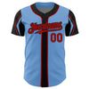 Custom Light Blue Red-Black 3 Colors Arm Shapes Authentic Baseball Jersey