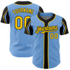 Custom Light Blue Yellow-Black 3 Colors Arm Shapes Authentic Baseball Jersey