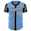 Custom Light Blue White-Black 3 Colors Arm Shapes Authentic Baseball Jersey