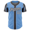 Custom Light Blue Gray-Steel Gray 3 Colors Arm Shapes Authentic Baseball Jersey