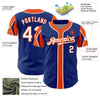 Custom Royal White-Orange 3 Colors Arm Shapes Authentic Baseball Jersey