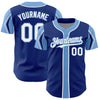 Custom Royal White-Light Blue 3 Colors Arm Shapes Authentic Baseball Jersey