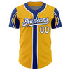 Custom Gold White-Royal 3 Colors Arm Shapes Authentic Baseball Jersey