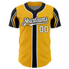 Custom Gold White-Black 3 Colors Arm Shapes Authentic Baseball Jersey