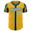 Custom Gold White-Green 3 Colors Arm Shapes Authentic Baseball Jersey