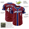 Custom Crimson White-Royal 3 Colors Arm Shapes Authentic Baseball Jersey