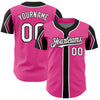 Custom Pink White-Black 3 Colors Arm Shapes Authentic Baseball Jersey