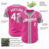 Custom Pink White-Gray 3 Colors Arm Shapes Authentic Baseball Jersey