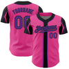 Custom Pink Purple-Black 3 Colors Arm Shapes Authentic Baseball Jersey