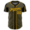 Custom Olive Gold-Black 3 Colors Arm Shapes Authentic Salute To Service Baseball Jersey