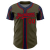 Custom Olive Red-Navy 3 Colors Arm Shapes Authentic Salute To Service Baseball Jersey