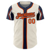 Custom Cream Orange-Navy 3 Colors Arm Shapes Authentic Baseball Jersey