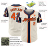 Custom Cream Orange-Navy 3 Colors Arm Shapes Authentic Baseball Jersey