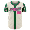 Custom Cream Pink-Kelly Green 3 Colors Arm Shapes Authentic Baseball Jersey