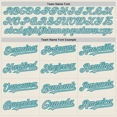 Custom Cream Gray-Teal 3 Colors Arm Shapes Authentic Baseball Jersey