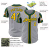 Custom Gray Gold-Green 3 Colors Arm Shapes Authentic Baseball Jersey