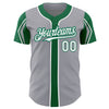 Custom Gray White-Kelly Green 3 Colors Arm Shapes Authentic Baseball Jersey