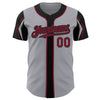 Custom Gray Crimson-Black 3 Colors Arm Shapes Authentic Baseball Jersey